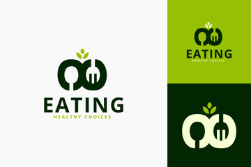 modern healthy food logo design vector, creative healthy eating logo vector design template. bold fork and spoon symbol logo design vector ideas 