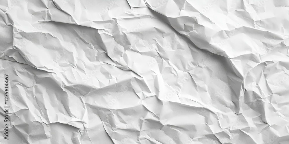 Poster crumpled gray and white textured paper background with uneven folds display diagonal lines and varyi