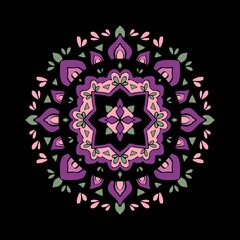 Hand drawn floral color mandala. drawing of botanical, natural theme. coloring book page, decoration, tattoo, wallpaper, sticker.