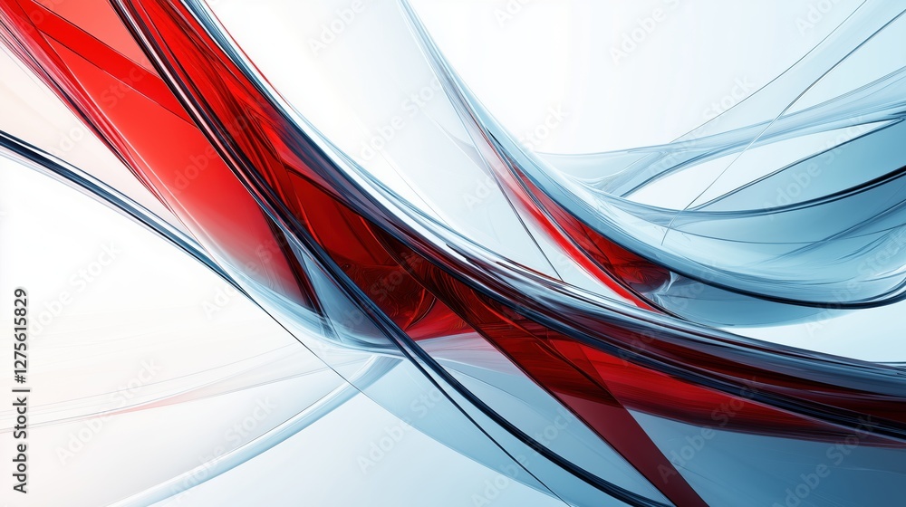 Poster curved glass ribbons in a dynamic twist displaying textures and flowing lines in abstract elegance
