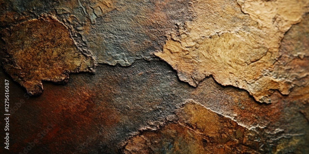 Poster textured canvas surface showcasing rich earthy tones of browns and golds with rugged cracks and dept