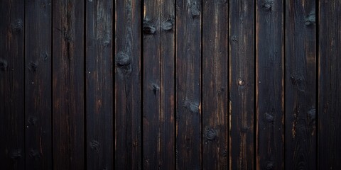 Obraz premium Dark wooden textured wall with deep black tones and subtle grain patterns arranged vertically, creating a rustic and elegant backdrop.