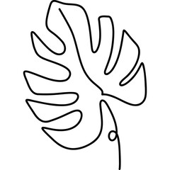 Monstera Leaves Line Art