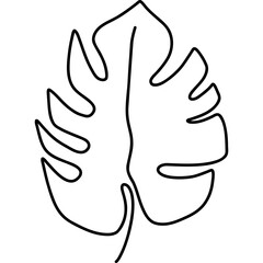 Monstera Leaves Line Art