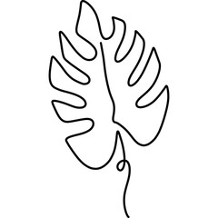 Monstera Leaves Line Art