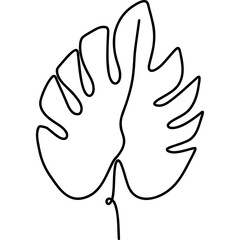 Monstera Leaves Line Art