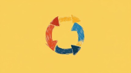 Circular Arrows Process Cycle in Yellow Background
