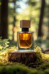 Amber perfume forest setting product shot