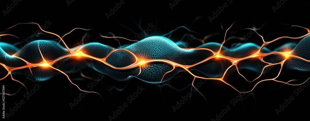 Poster Abstract Neural Network Waveform Energy Flow Digital Art Background