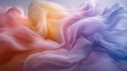 Obraz premium Pastel fabric flowing, studio shot, ombre effect, design backdrop