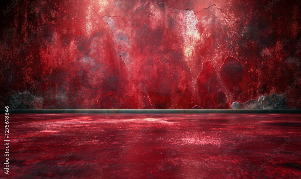 Poster mysterious red background with textured surface. generative ai