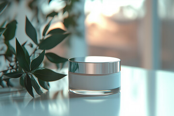 Natural Cosmetic Jar Scene Mockup