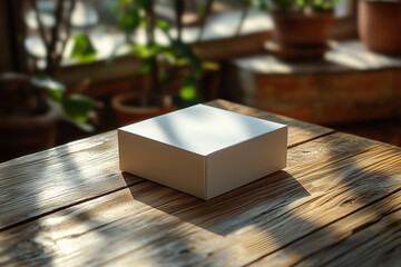 White Gift Box Natural Light Mockup