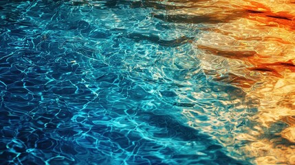 Abstract Aquatic Symphony: Teal and Amber Water Reflections
