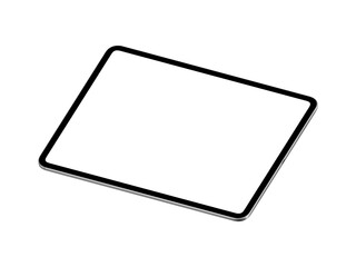 A highly detailed, transparent tablet mockup featuring blank screen in 10k resolution.	
