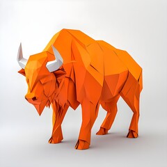 3d model of a paper origami bison
