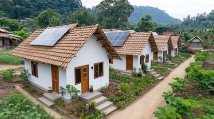 Eco Friendly Village Homes with Solar Panels and Gardens