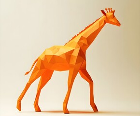 Obraz premium 3d model of a paper origami giraffe