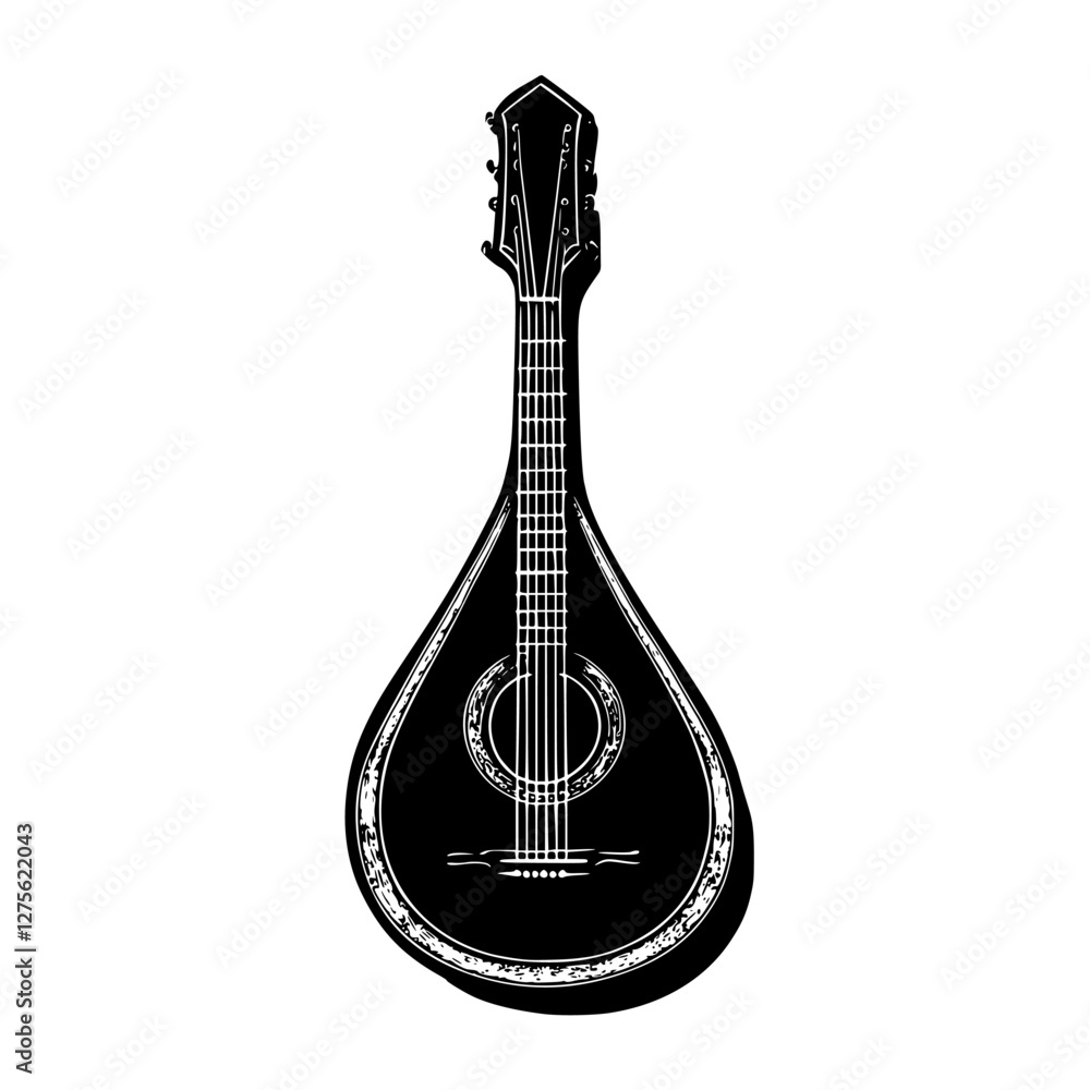 Aufkleber mandolin with intricate design showcased on a simple background for artistic presentation