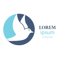 logo design of a flying dove flapping its wings
