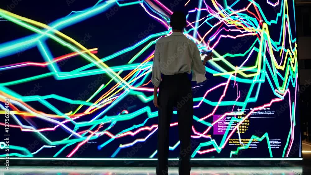 Fototapete interactive art installation engages viewers with vibrant visual patterns in a modern urban space