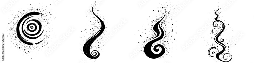 Aufkleber creative abstract designs representing swirling patterns and dynamic movement in black and white art