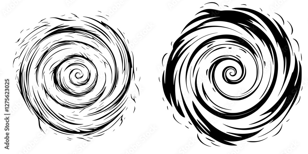 Poster dynamic swirling patterns showcasing abstract designs reminiscent of whirlpools and spirals in black