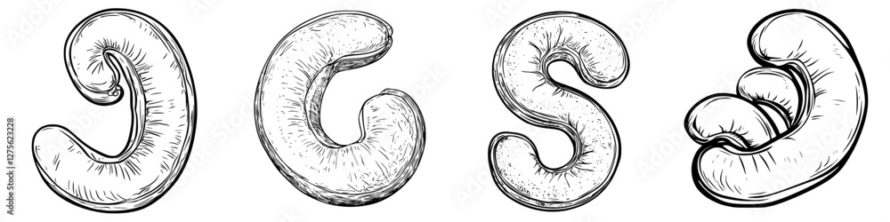 Poster curved shapes of different sizes displayed on a textured background showcasing artistic design appro