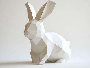 3d model of a paper origami bunny