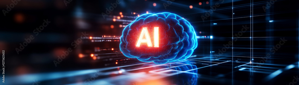 Poster exploring the future of ai artificial intelligence innovations in technology digital landscape visua