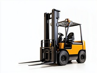 Forklift vehicle with lifting capacity isolated on white background, suitable for warehousing and transportation tasks