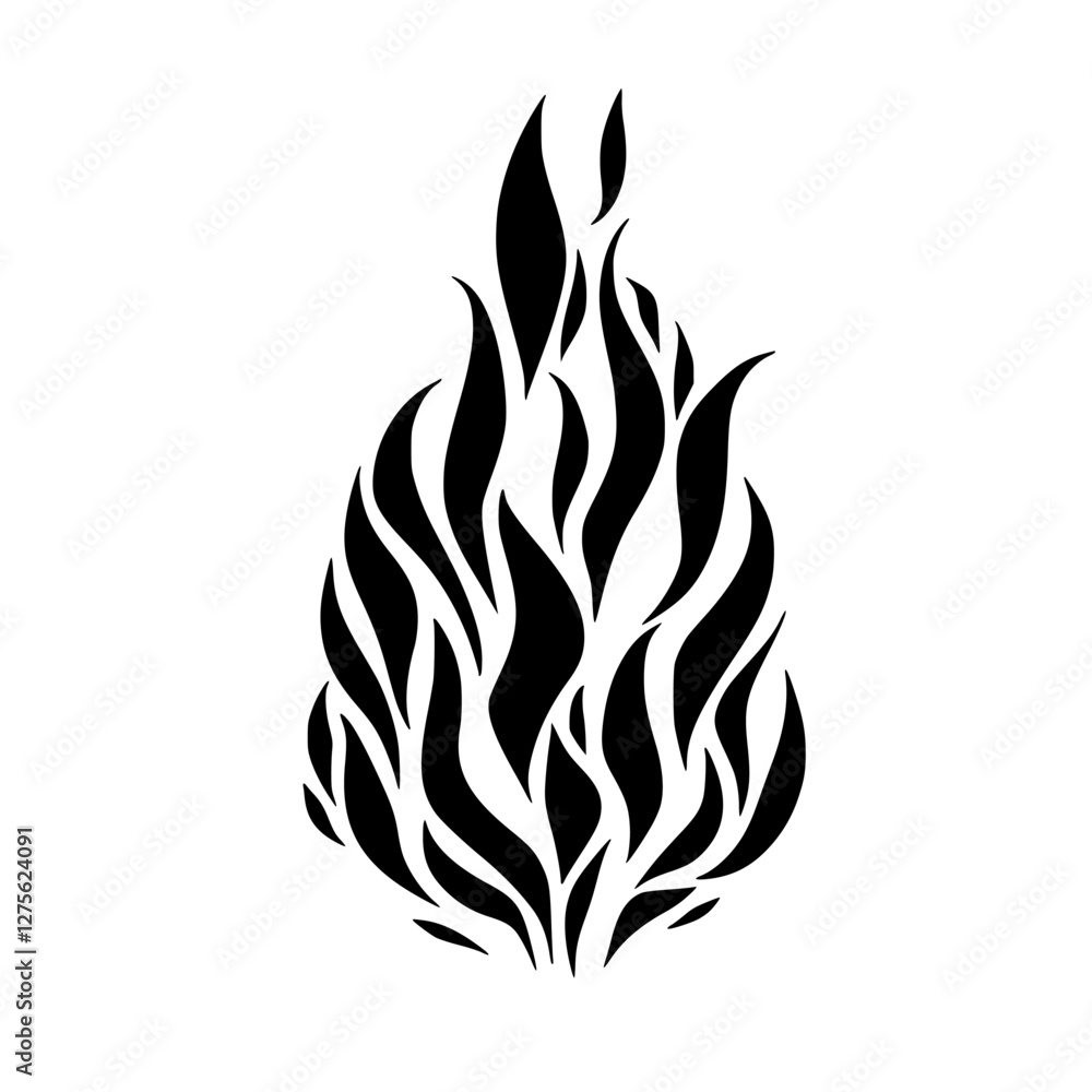 Poster unique black flame design featuring abstract leaf patterns for creative projects and artistic inspir