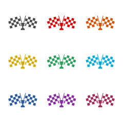 Cup and flag icon isolated on white background. Set icons colorful