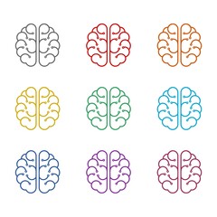 Digital Brain Logo icon isolated on white background. Set icons colorful