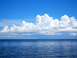 Obraz premium Blue sky and white clouds on the water surface