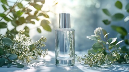 Elegant Transparent Glass Skincare Bottle with Silver Cap
