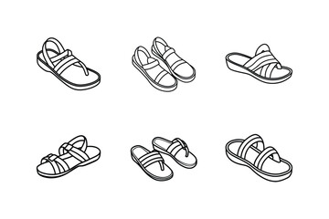 sandals sketch line art vector illustration