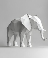 3d model of a paper origami elephant