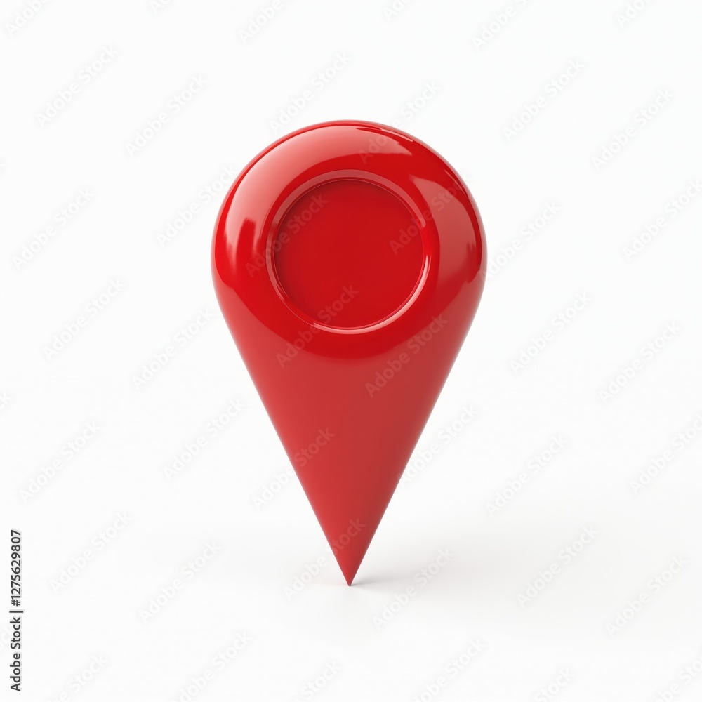 Poster 3d render of red pin marker location. icon, symbol of pointer sign in cyberspace, navigation, busine