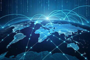 Fototapeta premium Futuristic background of Global business network, internet, Globalization concept.