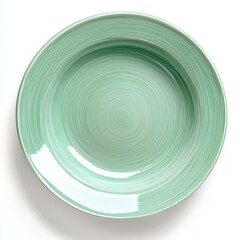 Fototapeta premium Glossy pastel mint green pasta plate with a soft texture isolated on white