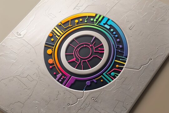 Colorful and Unique Logo Designs with Intricate Circuit Patterns on a Neutral Canvas