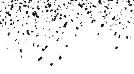 Abstract image of black and silver confetti falling on a transparent background.  Great for celebratory designs