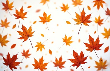 Autumn maple leaves falling in air on transparent background. Orange, red, yellow foliage in free fall. Seasonal nature wallpaper, autumn holidays design.