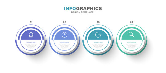 Concept of 4 stages of startup development. Modern infographic design template with 4 steps or options