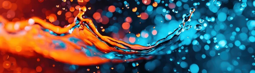 Dynamic water splash action abstract scene high-definition imagery colorful environment close-up viewpoint