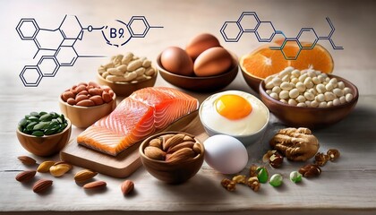 Detailed digital illustration showcasing biotin rich foods for strong and healthy hair with nutrient information