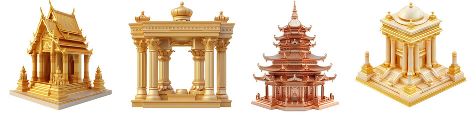 Naklejka premium Glossy 3D Temple Decorations Design transparents Background