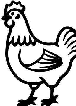 black and white rooster standing clip art preview