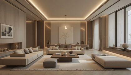 Minimalist Luxury Interior with Soft Ambient Lighting